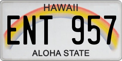 HI license plate ENT957