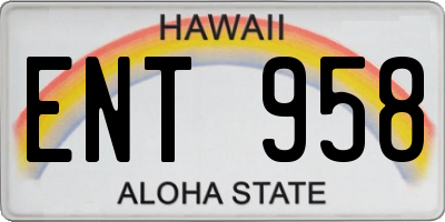 HI license plate ENT958