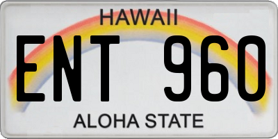 HI license plate ENT960