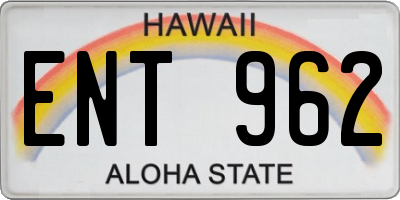 HI license plate ENT962