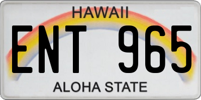HI license plate ENT965