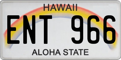 HI license plate ENT966
