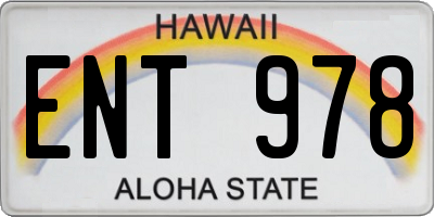 HI license plate ENT978