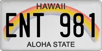 HI license plate ENT981