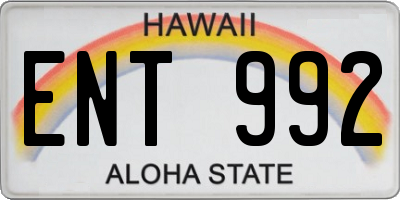 HI license plate ENT992