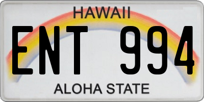 HI license plate ENT994