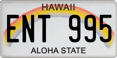 HI license plate ENT995