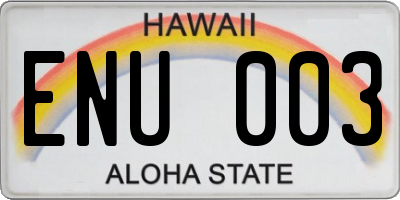 HI license plate ENU003