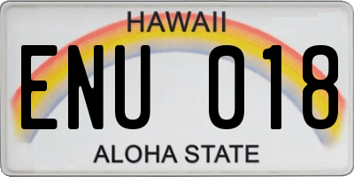 HI license plate ENU018