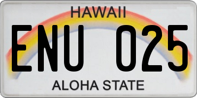 HI license plate ENU025