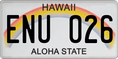 HI license plate ENU026