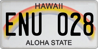 HI license plate ENU028