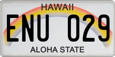 HI license plate ENU029
