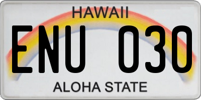 HI license plate ENU030