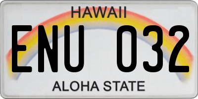 HI license plate ENU032