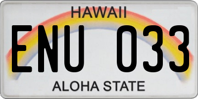 HI license plate ENU033