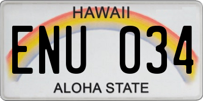 HI license plate ENU034
