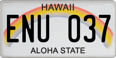HI license plate ENU037