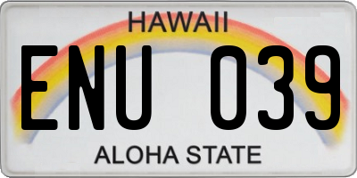 HI license plate ENU039