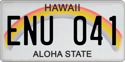 HI license plate ENU041