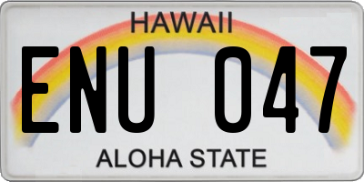 HI license plate ENU047