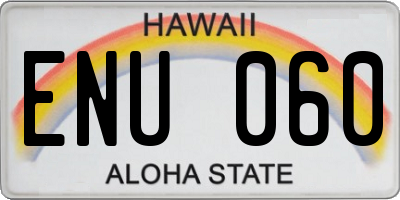 HI license plate ENU060