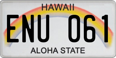 HI license plate ENU061