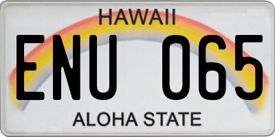 HI license plate ENU065
