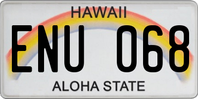 HI license plate ENU068