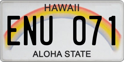 HI license plate ENU071
