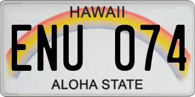 HI license plate ENU074