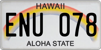 HI license plate ENU078