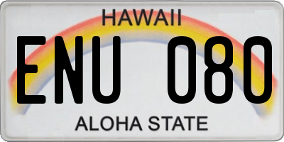 HI license plate ENU080