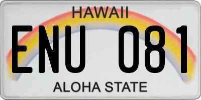 HI license plate ENU081