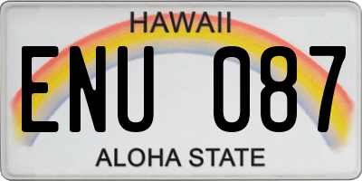 HI license plate ENU087