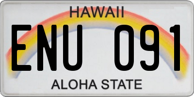HI license plate ENU091