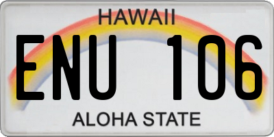 HI license plate ENU106