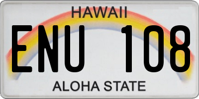 HI license plate ENU108