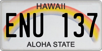 HI license plate ENU137