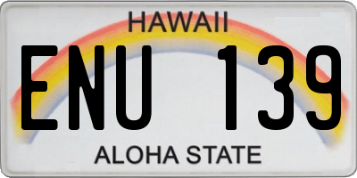HI license plate ENU139