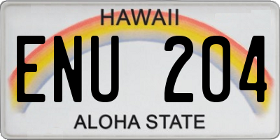 HI license plate ENU204