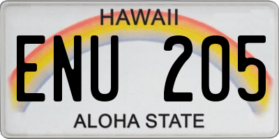 HI license plate ENU205