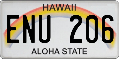 HI license plate ENU206