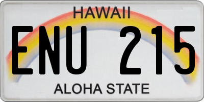HI license plate ENU215