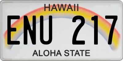 HI license plate ENU217