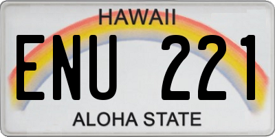 HI license plate ENU221