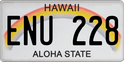 HI license plate ENU228