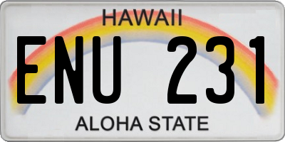 HI license plate ENU231