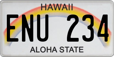HI license plate ENU234