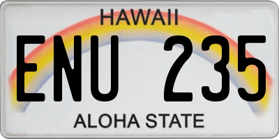 HI license plate ENU235